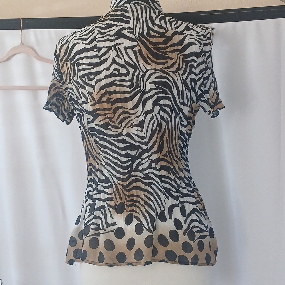 NY COLLECTION Animal Print Button-Up Women's Top Sml/ Med - Picture 6 of 8
